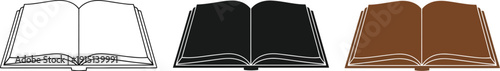 Collection of open books in various colors and styles presented in a graphic illustration