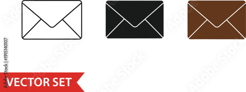 Collection of three minimalist envelope icons in varied designs and color schemes available