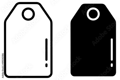 Black and White Price Tags with Labels on White Background, Simple Design