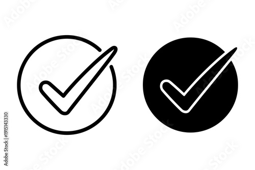Check Mark Icons: Success, Approval, and Agreement Symbols in Circle and Solid Black Formats
