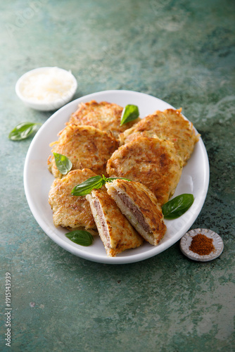 Potato latkes with minced meat