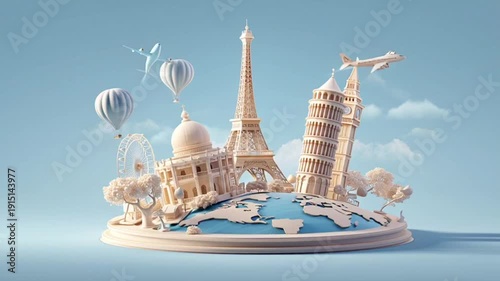 Travel the world with iconic landmarks and transportation