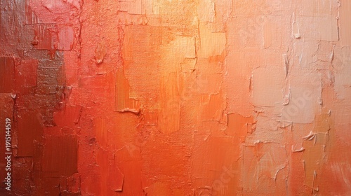 Colorful texture with warm shades of orange and red in an abstract painting