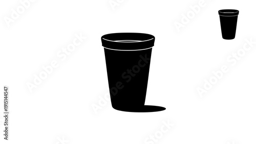 plastic cup, black isolated silhouette