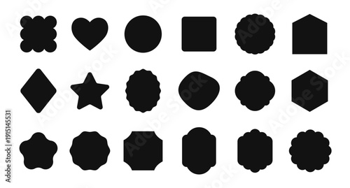 Set label and tags silhouette. Vintage and retro label, frames badges shape collections.Ornamental sale sticker.
