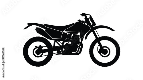 Black silhouette of a motorcycle on white background