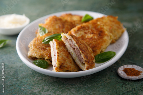 Potato latkes with minced meat