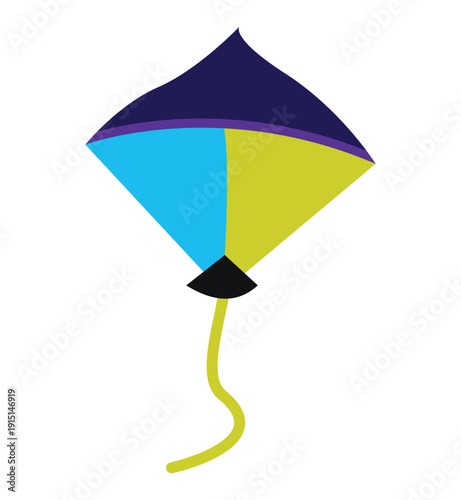 Colorful Flying Kite Vector Icon Isolated on White Background
