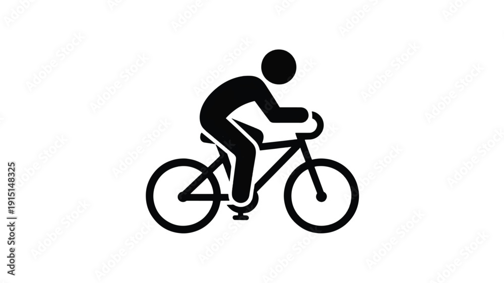 Obraz premium Cycling icon with a person riding a bicycle sports and fitness symbol