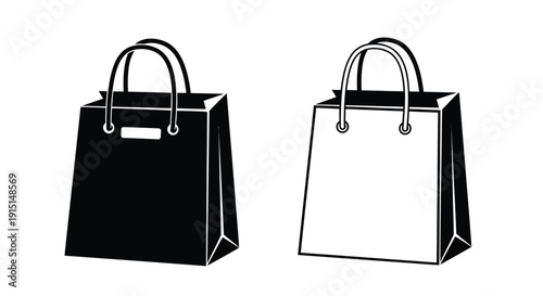 Two shopping bags in contrasting shades a stark silhouette