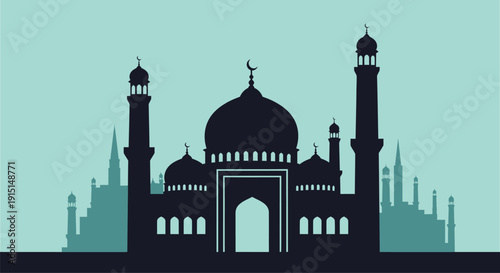 Detailed taj mahal building illustration in dark silhouette