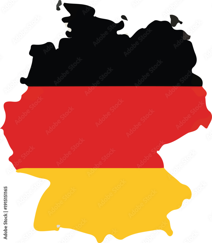 Obraz premium Germany Map Silhouette with Flag Colors - Deutschland National Symbol