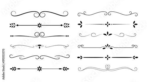 set of vintage floral ornamental swirl design elements