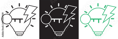Idea and Innovation Web Icon Vector Set. Collection of idea and innovation web icons featuring brain, light bulb, lightning bolt and teamwork symbols in outline style.EPS10/AI.