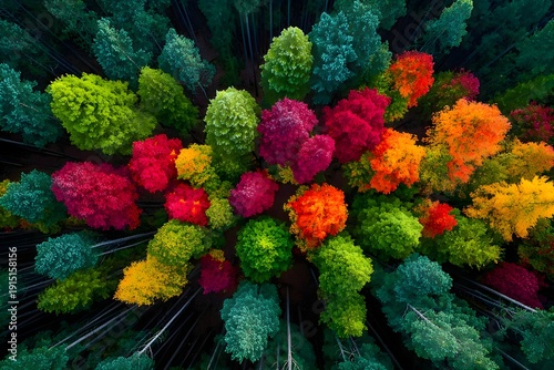 Aerial View of Vibrant Autumn Forest