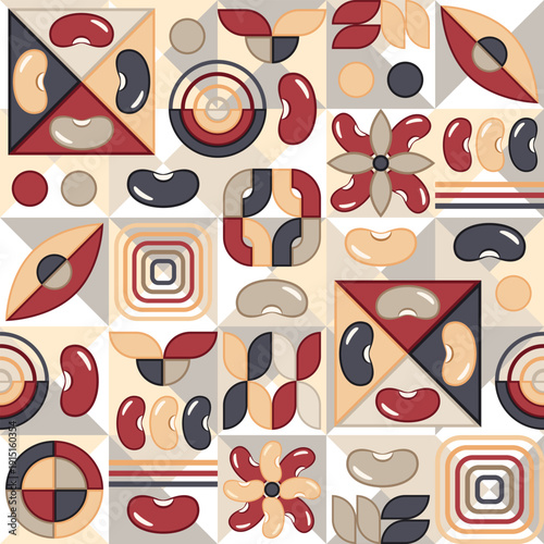 Seamless repeating mosaic pattern of kidney beans
