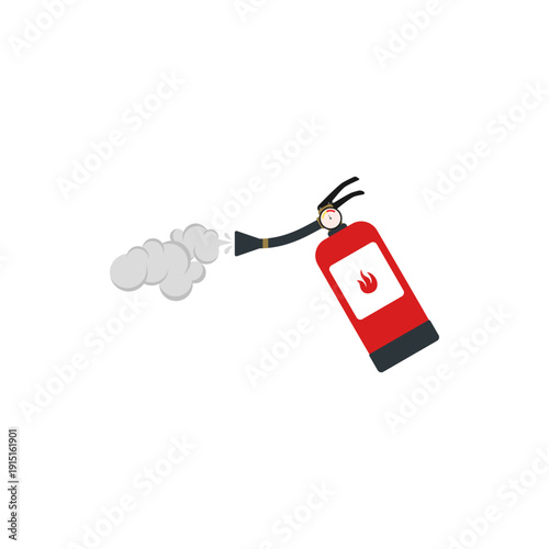 Fire Extinguisher Spraying Foam Safety Illustration