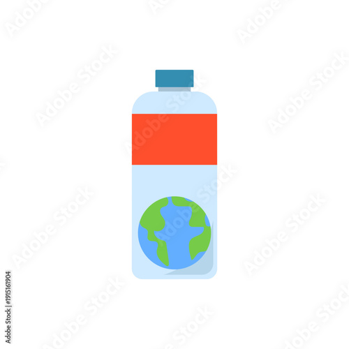 Plastic Bottle with Planet Earth Environmental Concept