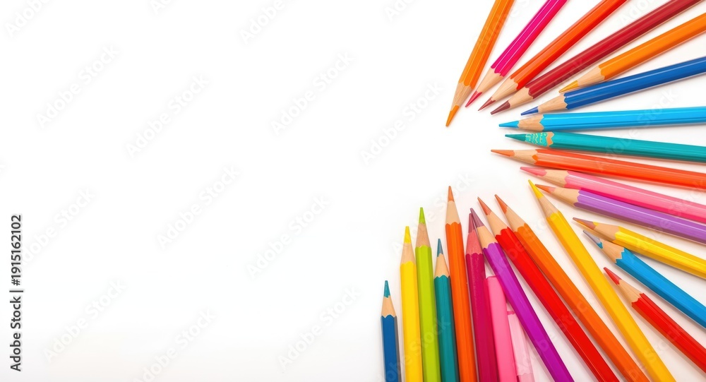 Fototapeta premium A variety of vibrant pencils on a copyspace background illustrating educational innovation