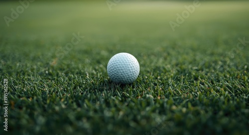 A golf ball set carefully on thick green grass in a serious golf match