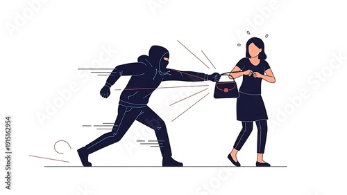 Black Purse Snatching Image: Robbery Scene Illustration