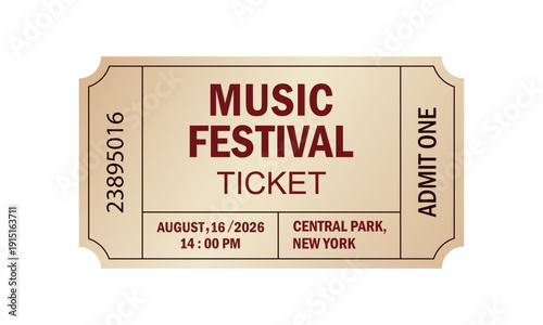 Ticket template on white background.
