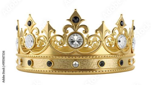 Fotografia A magnificent ornate golden royal crown meticulously crafted with intricate fili