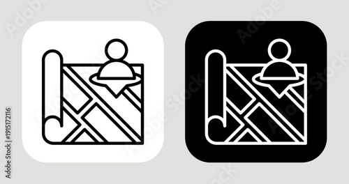 Persona Mapping Icon In Black and White Line Style
