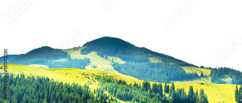 Panel kuchenny z motywem Green mountains valley in hills. Nature mountains landscape in PNG isolated on transparent background