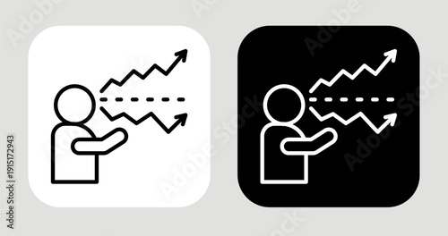 Expectation Gap Icon In Black and White Line Style