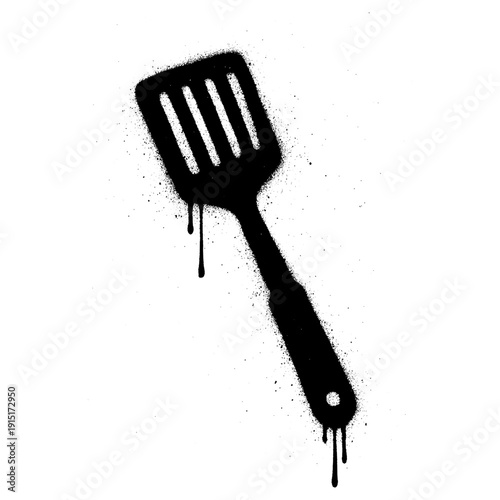 Spatula Graffiti Spray Paint Stencil Silhouette with Drip Effect