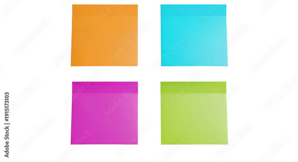 Fototapeta premium Colorful squares in orange, blue, pink, and green on transparent background