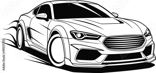 Sports Car Line Illustration
