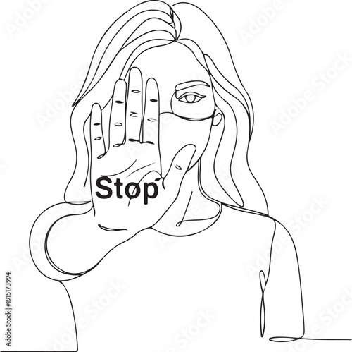 Stop Violence Against Women Minimalist Line Art