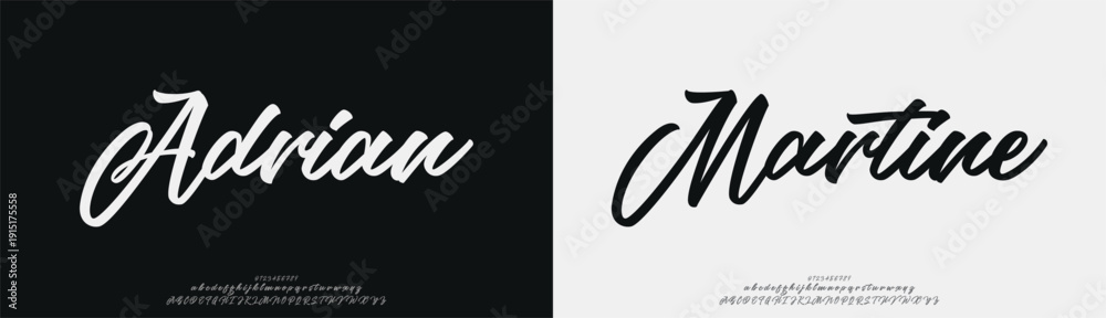Fototapeta premium Adrion Martine, signature Font Calligraphy Logotype Script Brush Font Type Font lettering handwritten 