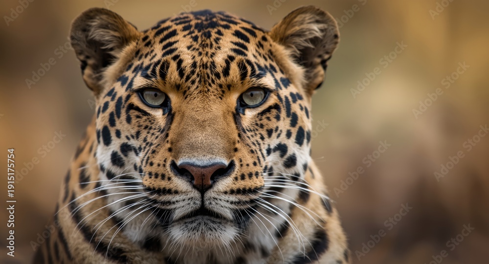 Obraz premium Close capture of a peaceful mature Asian leopard countenance