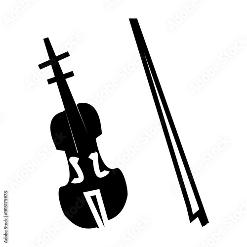 black violin instrument music glyph icon vector