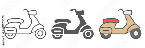 Scooter line icon, transport and drive, motorbike sign, vector graphics, a linear pattern on a white background.
