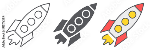 Rocket line icon, transportation and space, spaceship sign, vector graphics, a linear pattern on a white background.