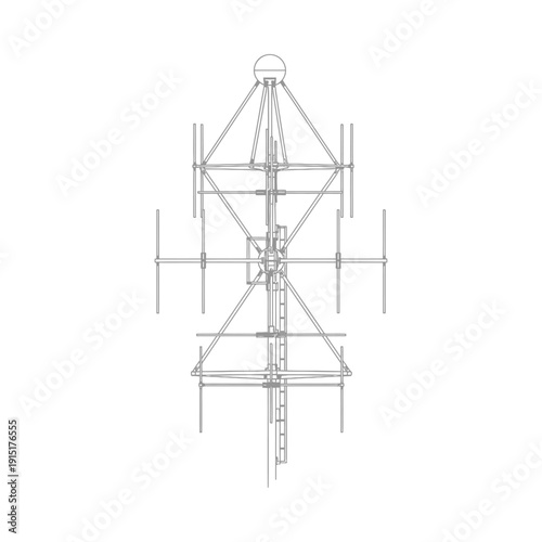 A detailed technical drawing of a tower structure
