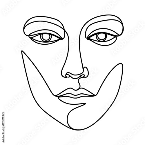 A minimalist line drawing of a human face