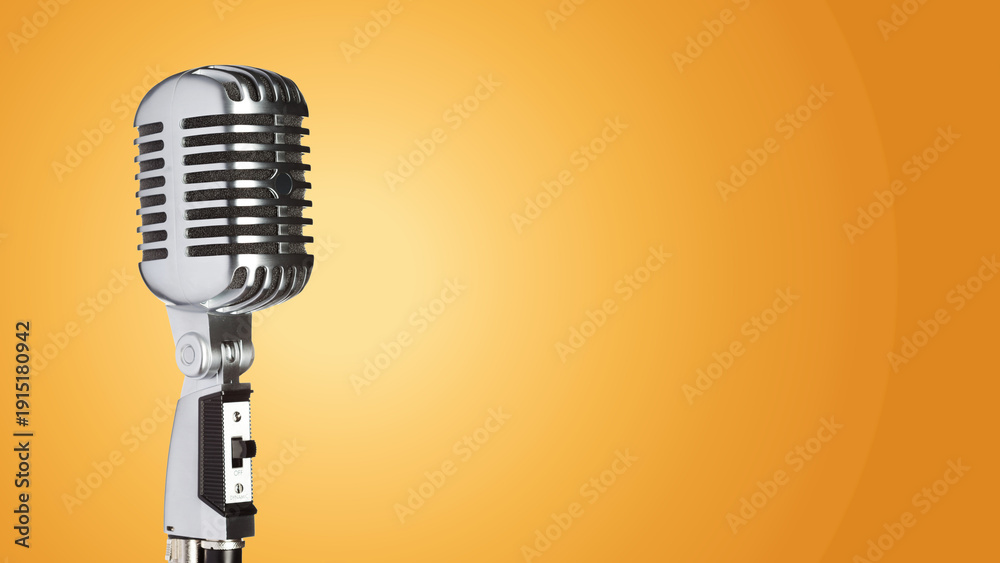Fototapeta premium Podcast microphone for recording conversations in a studio setting