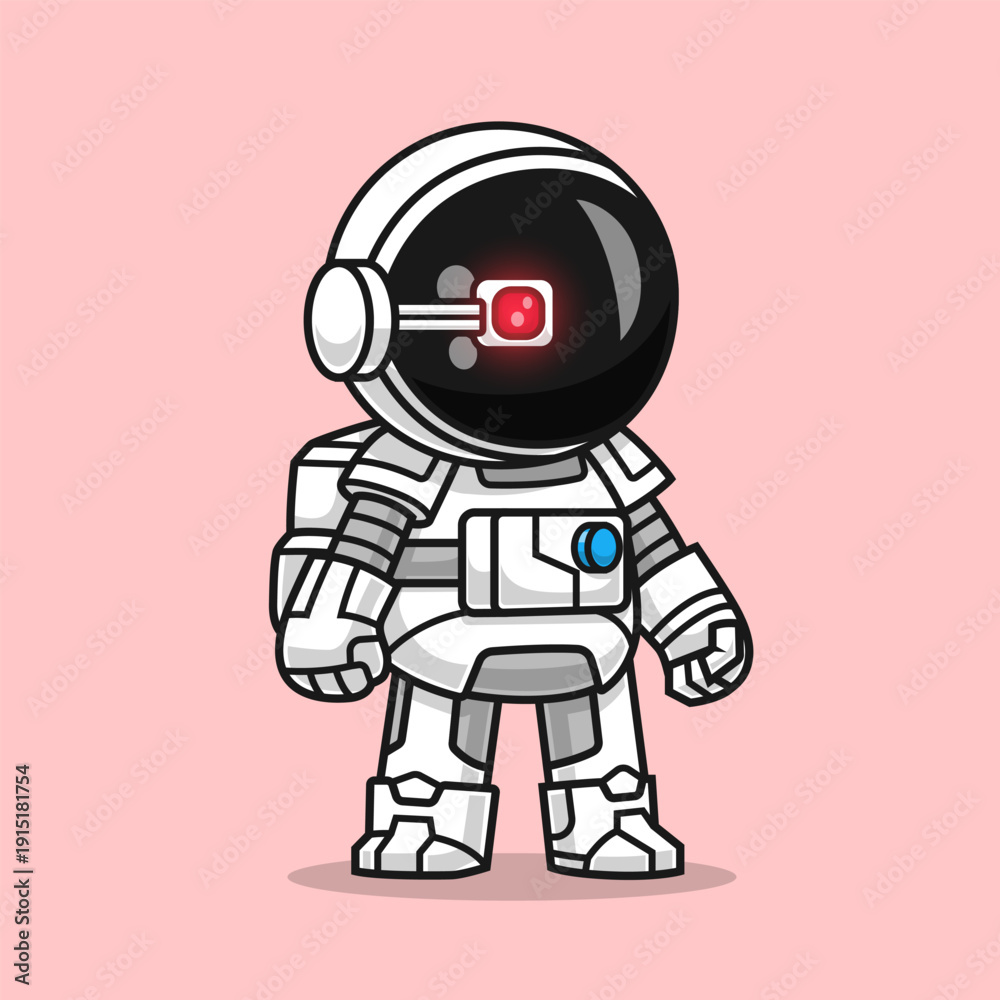 Obraz premium Cute Astronaut Robot Cyborg Cartoon