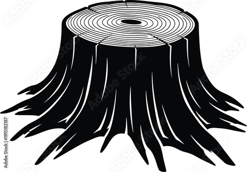 Tree Stump Silhouette Cut Wood Illustration