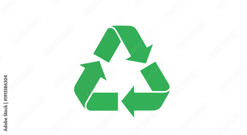 Obraz premium A green recycling symbol on a white background with a minimalist composition and eco-friendly mood.