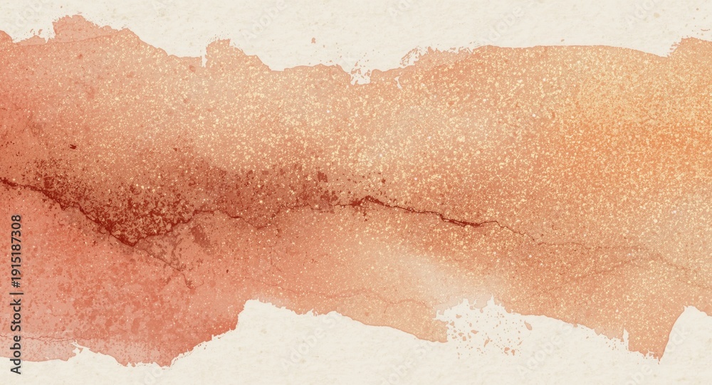 Fototapeta premium Metallic watercolor shimmer blending into antique style ombre on craft paper