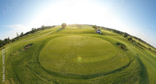 Spherical golf course photography highlighting tee boxes