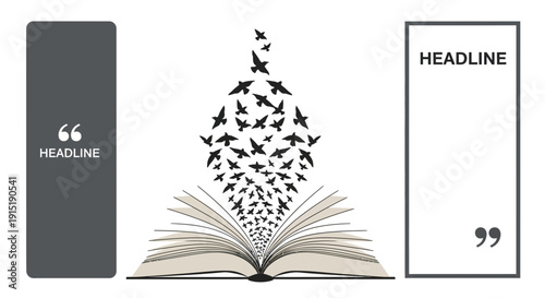 Open Book With Birds Flying Out, Symbolizing Freedom, Imagination, Knowledge, and Creativity