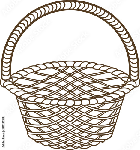 wicker basket with handle handwoven empty container for carrying or storing items