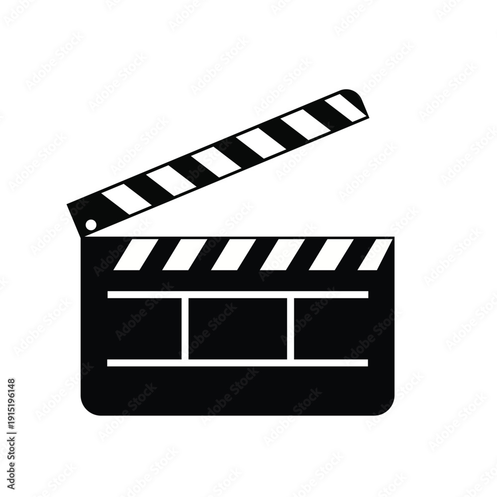 Fototapeta premium Classic Movie Clapperboard Silhouette Vector Illustration - Minimalist Film Production Slate Icon
